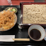 Okimura - ミニかき揚げ天丼セット ざるそば（税込 1,800円）評価＝○