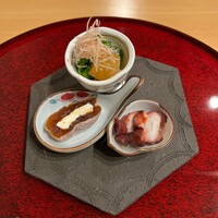 小料理なごみ - 干し柿チーズ 酢だこ 数の子と菜の花のお浸し