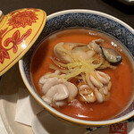 魚貝三昧 げん屋 - 牡蠣とたらの白子の茶碗蒸し