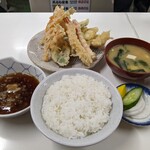天ぷら定食ふじしま - 「海老天付き天ぷら定食」(￥880)