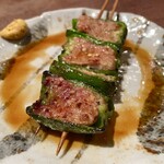 鳥茂 - ピーマンの肉詰め タレ