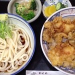 長寿庵 - 2013年6月追加；天丼セット1,150円（冷たいうどん）