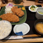 和幸 - ひれロース盛合せ御飯。味噌汁はしじみ汁です。