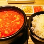 東京純豆腐 - あさりスンドゥブ + Aセット(ライス大盛り＆ナムル)