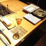 広丞庵　かのか - テーブルセッテイング♪食前酒はブルーベリー酒