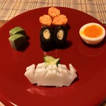 赤田風 - 花イカ昆布巻・揚蒲鉾・からし菜蒲鉾・卵