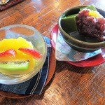 和蔵珈琲店 - 左)シークワーサー寒天　右)ミニあんみつ