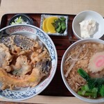 川辺 - 野菜天丼セット（温そば）