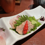 酒肴場 屯 - メダイ、タチウオ、カワハギの肝和え、