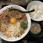 Udatsu Shokudou - 肉玉中華そば大盛り味付け背脂&めし¥1300