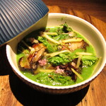 yokoyama - 坂越の牡蠣のポワレ 菜の花 スッポン ローズゼリウム（ハーブのオイル）わさびのピクルス