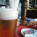 生ビール　600円　おつまみは無料です。