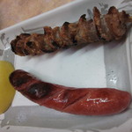 鳥やき串英 - 焼き物　明太ウインナーとなにか（笑）