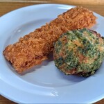 山越うどん - イカフライ、ジャガイモの天ぷら