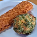 山越うどん - イカフライ、ジャガイモの天ぷら