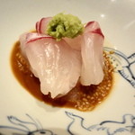 まき村 - 鯛茶漬け用の鯛　最初はお刺身ご飯で食べて下さいとのこと。