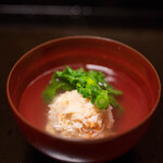 よし町 - 2023.1 蟹真薯のお椀（ずわい蟹、菜の花、柚子）