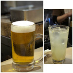 焼ジビエ 罠 - ◆生ビール(580円×2）、レモンサワー（550円）