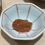 銀座 鮨 奈可久 - 車海老の味噌。勿体なくて殻をちゅーちゅーする必要の無い量です(￣∇￣*)ゞ甘くてコクがあってウットリ。。