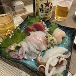 マルカツ - 毎度のお刺身盛り合わせ！鮮度と甘みが抜群っ！！