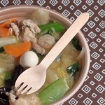 ほっかほっか亭 - 木製の先割れスプーン