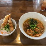 Shou an - 鐘庵ランチ(海老蕎麦屋の担々麺+ちく天温玉ごはん)