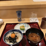 銀座 しのはら - ご飯普通盛り 赤出汁車麩  白菜
