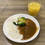 浜松ステーションホテル - カレーとサラダ類、オレンジジュース