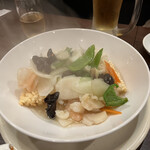 Shanhai Shokuen - 2301_上海食苑 本店_宴会お得コース(飲み放題付き)＠3,980円_おこげの海鮮あんかけ_美味しいに決まっているやん！ってサクサクで最高です。