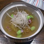 迦陵 - 丸茄子の茶巾蒸し 茄子の中に入っている肉味噌が絶品でした