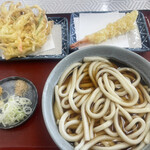 うどん舞鶴 - かけうどん　350円 大盛り　80円 海老天　150円 かきあげ　100円！