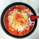 麺辛屋 二代目 美國 - 白いもやしに真紅のスープの美しさ。