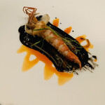 食堂セゾンドール - 唐津の赤足海老のオイル蒸し　百合根・アメリケーヌソースを添えて