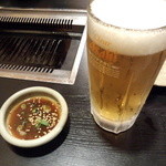 牛若丸 - ノンアルコールビールとタレ