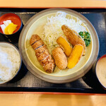 Katsukiyuu - 巻きかつミックス定食(ご飯小盛り50円引き)
