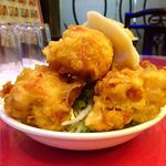 四川厨房 随苑 - 青椒肉絲焼きそばセット750円（ランチは、鶏唐揚げ４個、炒飯ほか食べ放題）