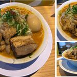 麺屋しずる 安城店 - 季節限定,濃厚味噌ハーフ盛(ホルモン+チャーシュー)に味卵トッピング,1020円,麺屋しずる安城店(愛知県)食彩品館.jp撮影