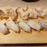 寿司 築地日本海 - つぶ貝　アワビ
