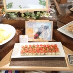 ナチュラルガーデン - だし巻き玉子、豆乳と野菜のブラッタータ、野菜の天ぷら(レンコン、ゴボウ、大根)