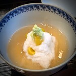 茜坂大沼 - 聖護院蕪の蕪蒸し。中には大好きな甘鯛。聖護院蕪ですが、山形のお父様作♪銀杏も山形から。蕪の香りも銀杏のモッチリも銀餡も素晴らしくて、これも感動の一品。