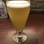 Funabashi Bi-Ru Jouzou Shokafe Ando Baru - 黄金麦酒改。やや濁りのあるゴールデンエール。やっぱり苦味強めです(^◇^;)