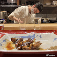 時菜今日萬祇園 - 肝焼きと戸石料理長(掲載了承済)と雁木 純米吟醸､神開 純米酒