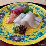 日本料理 藤井 - 天然本鮪の赤身､本玉､天然縞鯵の造り