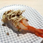 魚べい - 特大赤海老・焦がしねぎマヨラー油（160円）
