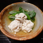 富小路 やま岸 - 雲子(鱈白子)と九条葱を出汁で、黒七味