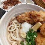 たけうちうどん店 - とり天ぶっかけ・錦松梅ふりかけごはん