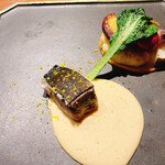 リョウリヤ ステファン パンテル - 低温調理の鰆グリル　大原野菜のグリル　すりおろし柚子と卵黄のソース