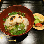 御料理 古川 - トラフグのお茶漬け　焼き白子を乗せて