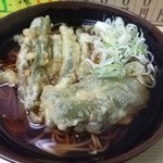 ちかてつそば - ぬるそば＋いんげん天＋ピーマン天