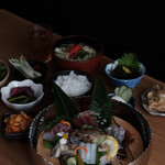 Kurumaebi Shokudou Tamaya - いき車海老と県産魚のお刺身盛り合わせ